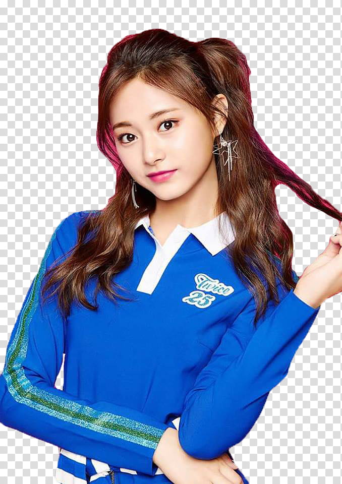 TWICE S, Twice member wearing white and blue collared long-sleeved shirt transparent background PNG clipart