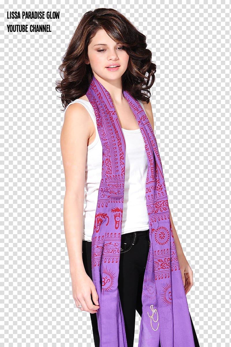 Awesome Artist s, Selena Gomez wearing purple scarf transparent background PNG clipart