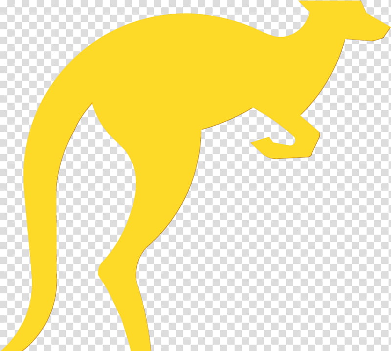 Dinosaur, Watercolor, Paint, Wet Ink, Kangaroo, Yellow, Tail, Wildlife transparent background PNG clipart