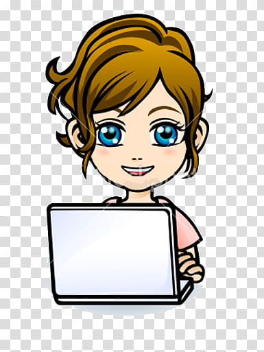 Recursos y Demas Cosillas, smiling girl using laptop illustration transparent background PNG clipart