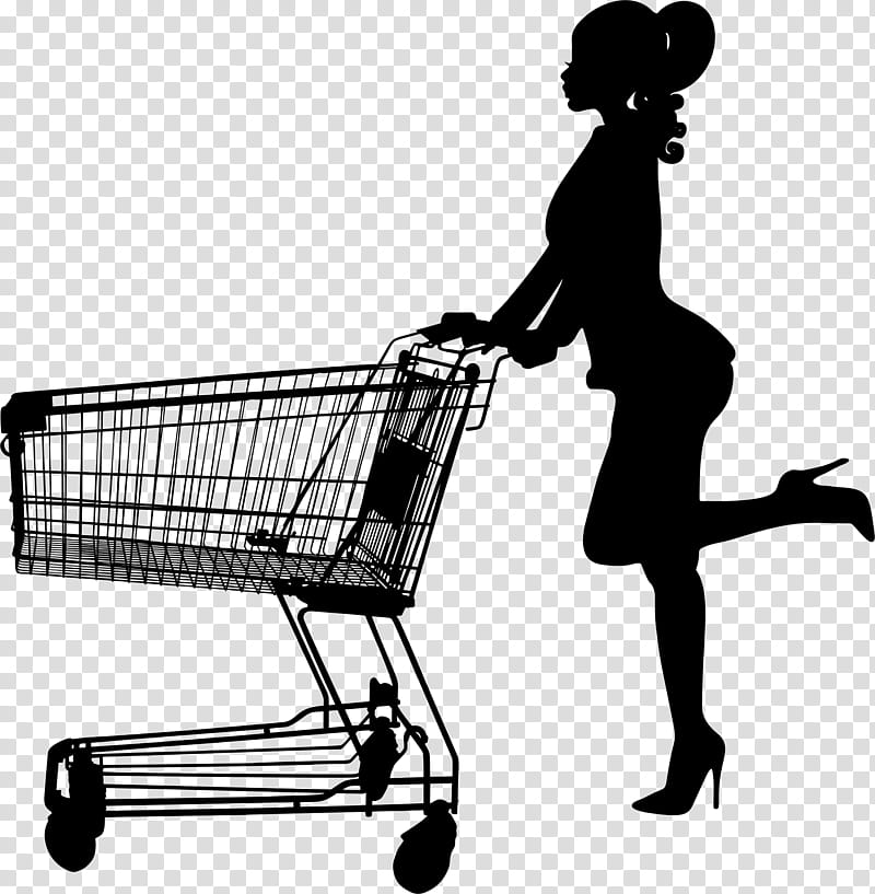 Shopping Cart, Woman, Shopping Bag, Tshirt, Online Shopping, Ecommerce, Silhouette, Grocery Store transparent background PNG clipart