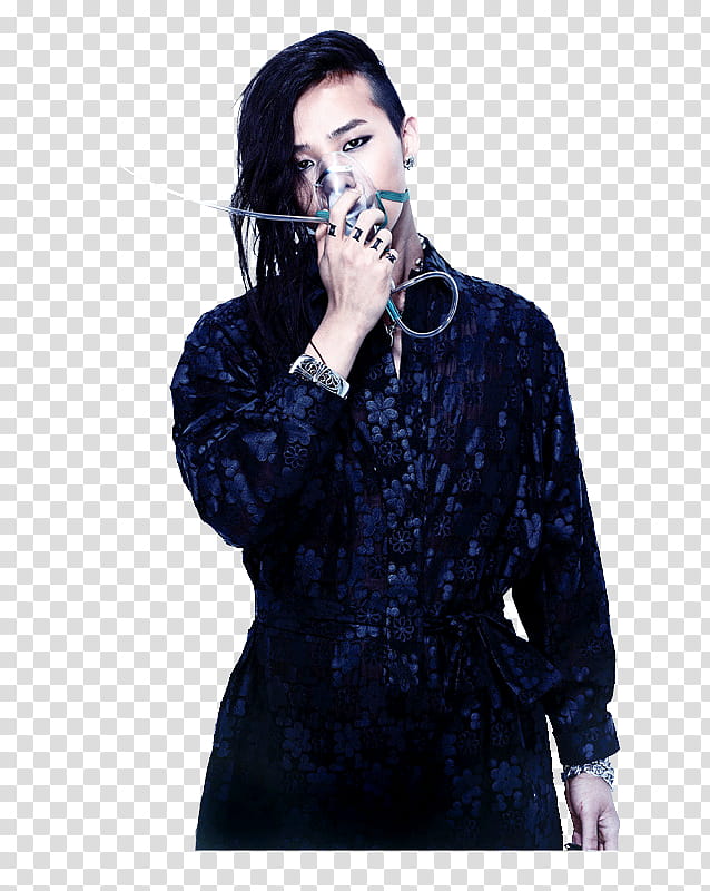 G Dragon Big Bang Render, G-Dragon wearing blue dress transparent background PNG clipart