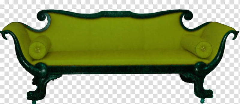 Antique Sofa , yellow cushioned green framed sofa transparent background PNG clipart