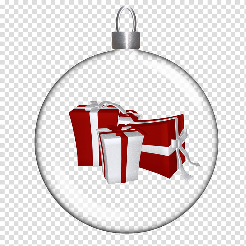 CyrstalBalls Christmas, red and white gift boxes on baubles transparent background PNG clipart