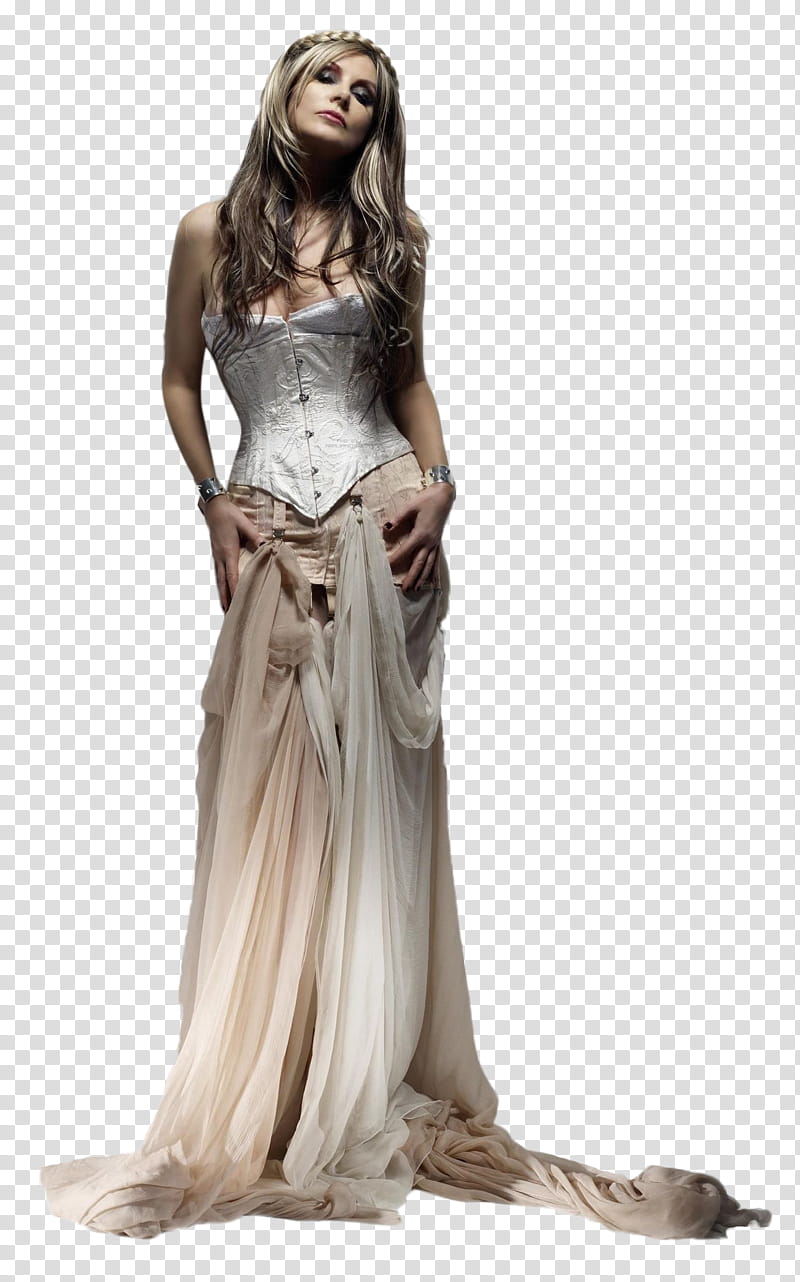 SARAH BRIGHTMAN, women's white and beige dress transparent background PNG clipart