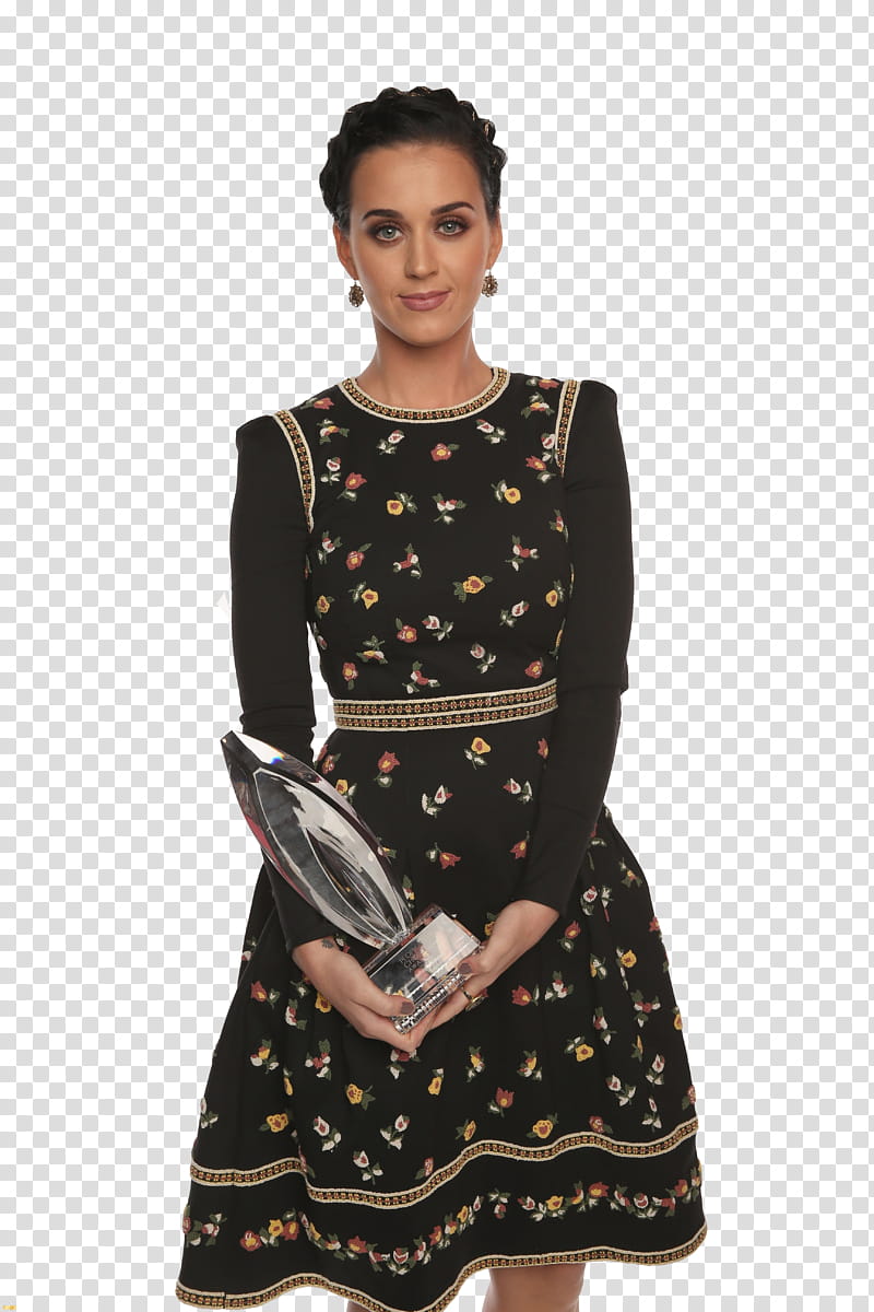 Katy Perry, woman carrying glass trophy transparent background PNG clipart