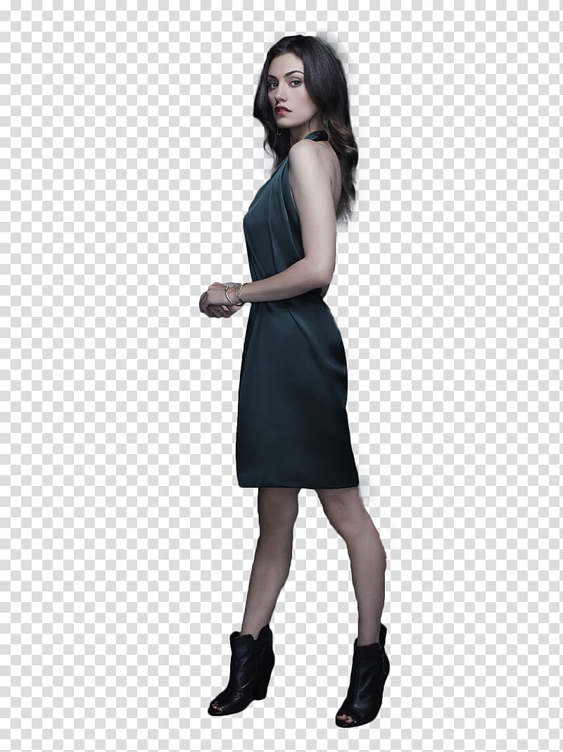 Watchers Model, woman in black halter-top dress transparent background PNG clipart