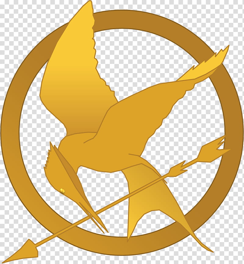 Hunger Games Mockingjay Symbol, yellow Mockingjay logo transparent background PNG clipart