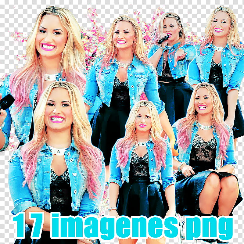 Demi Lovato, woman wearing blue denim bolero jacket and skirt art transparent background PNG clipart