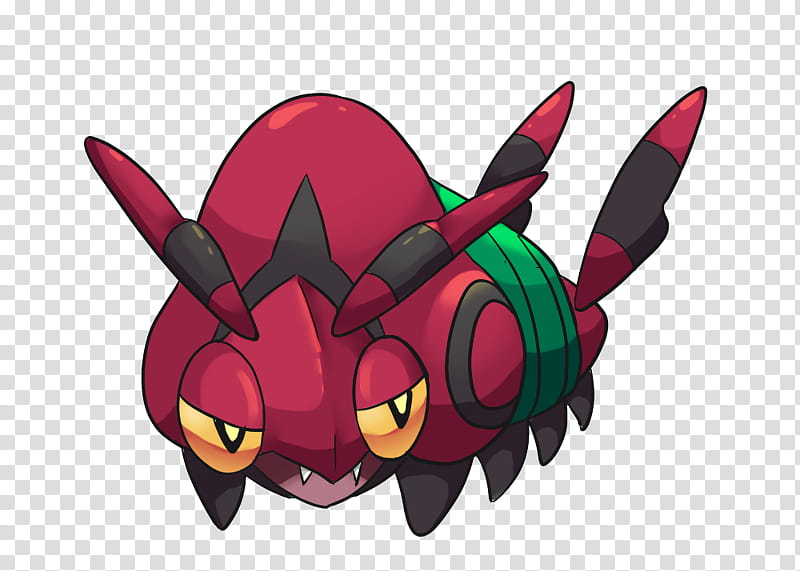 Venipede, red and green Pokemon creature transparent background PNG clipart