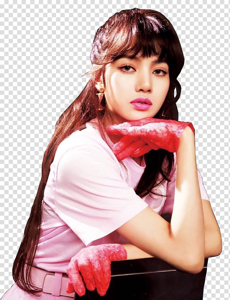 Lisa BLACKPINK NYLON JAPAN, woman sitting on chair hand on chin transparent background PNG clipart