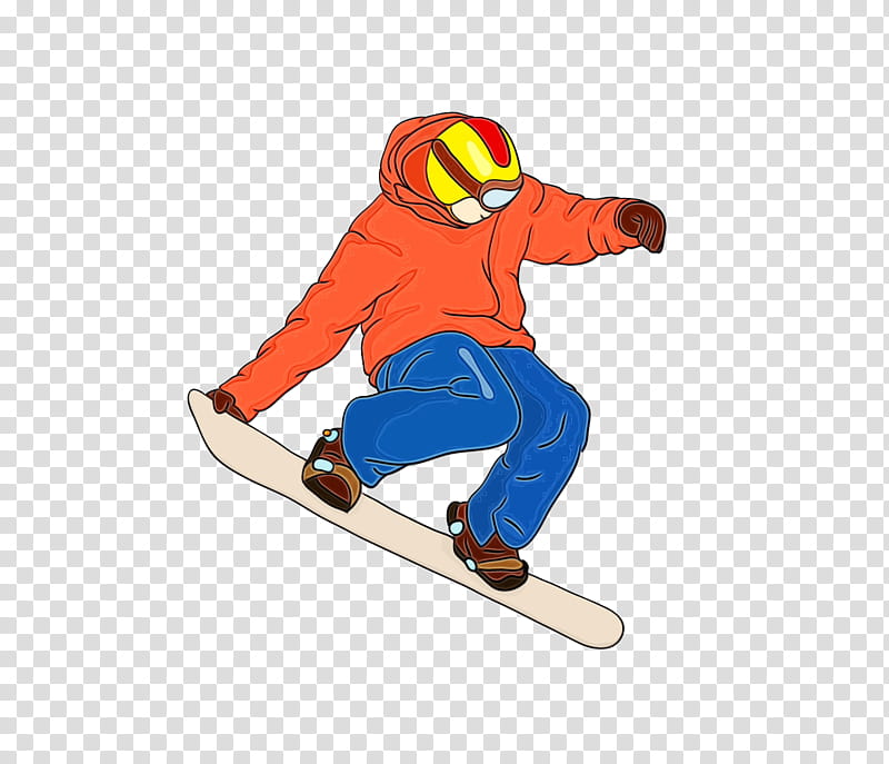 Skiing Snowboarding Cartoon Drawing, Watercolor, Paint, Wet Ink, Sports, Skier, Boardsport, Skateboarding transparent background PNG clipart