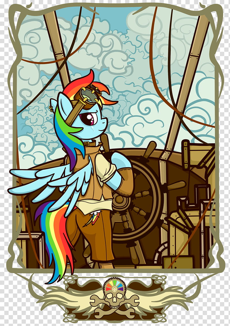 Airship Pirate, multi-colored pony cartoon character transparent background PNG clipart