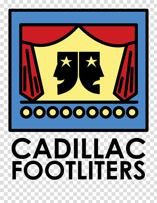 Cadillac Footliters Junior Players Yellow, Logo, Text, Line, Area, Sign, Signage, Symbol transparent background PNG clipart