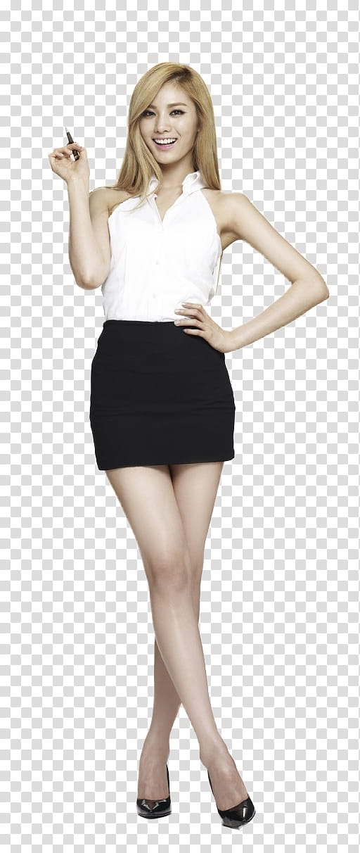 Nana After School, woman in white halter top and black skirt transparent background PNG clipart