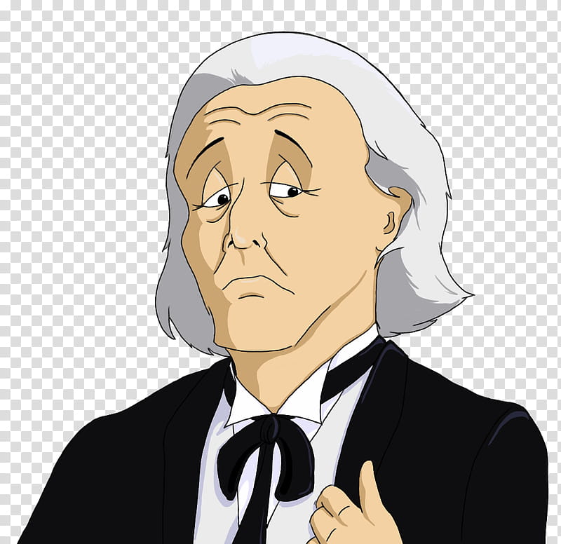 The First Doctor, man in black and white top illustration transparent background PNG clipart