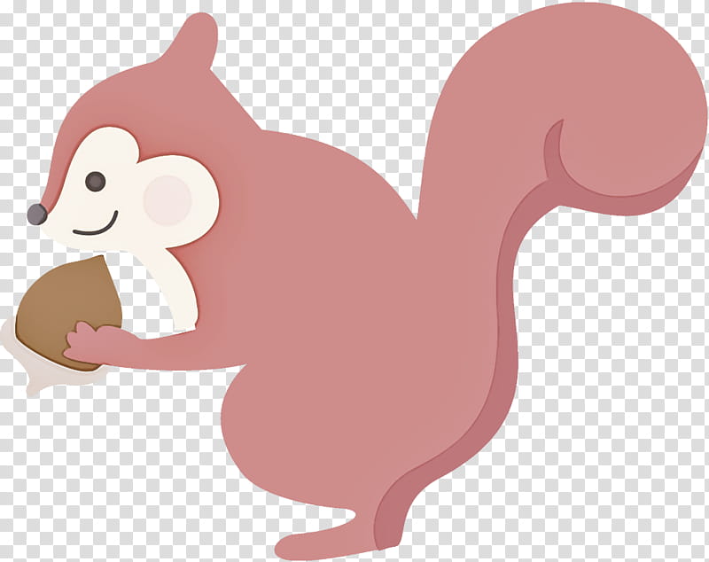 Squirrel autumn acorn, Cartoon, Pink, Tail, Animal Figure, Skunk transparent background PNG clipart