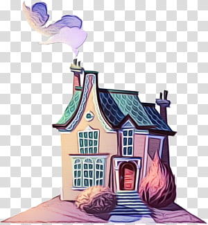 cartoon house architecture home facade, Watercolor, Paint, Wet Ink,  Cartoon, Cottage, Building, Roof transparent background PNG clipart thumbnail