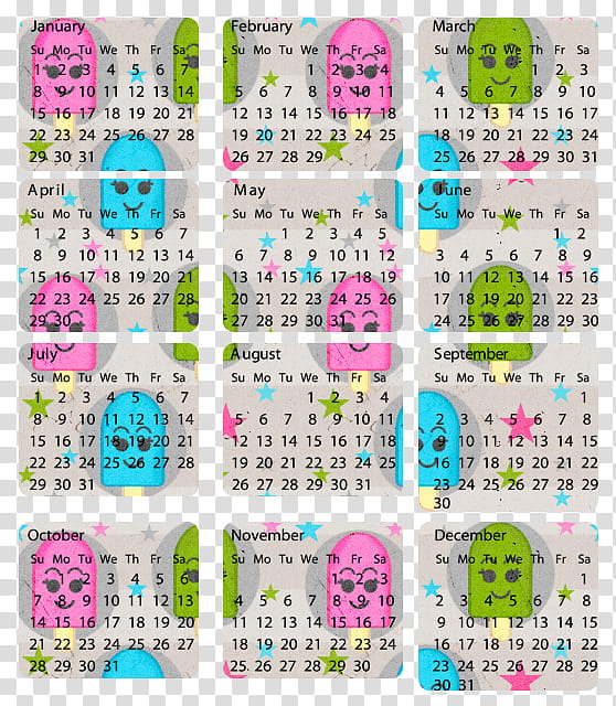 Cool Calendars , pink, white, and black emoticons background calendar transparent background PNG clipart