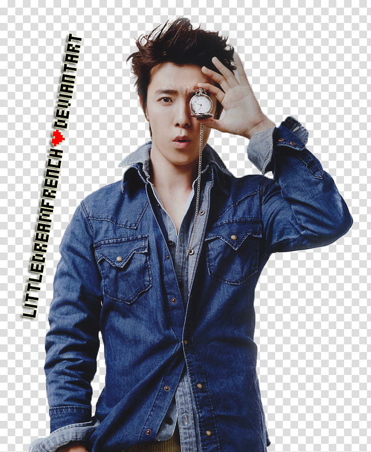 Siwon and Donghae Renders, man holding pocket watch transparent background PNG clipart