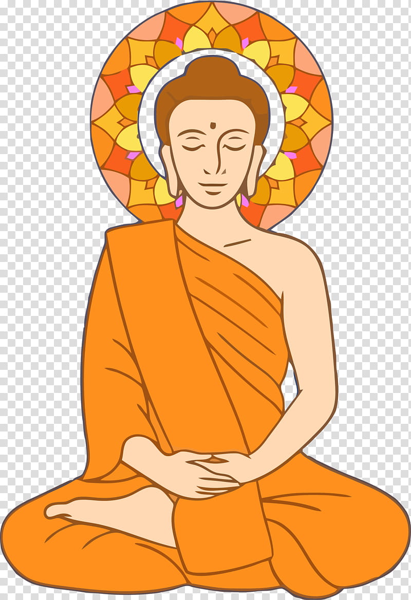 Bodhi Day Bodhi, Orange, Sitting, Meditation, Kneeling, Zen Master transparent background PNG clipart