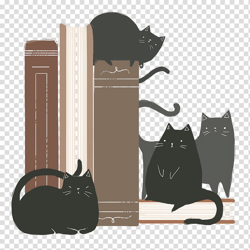 Art , four cats on book illustration transparent background PNG clipart