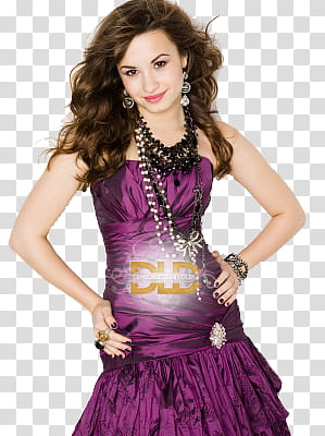 DD Lovato DEMI, woman in purple off-shoulder dress transparent background PNG clipart