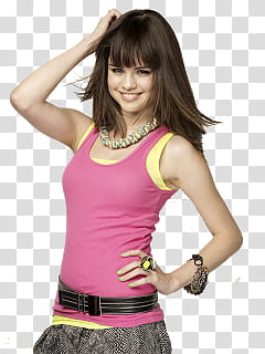 Varia, Selena Gomez wearing pink tank top transparent background PNG clipart