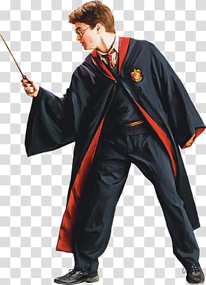 Harry Potter holding wand transparent background PNG clipart