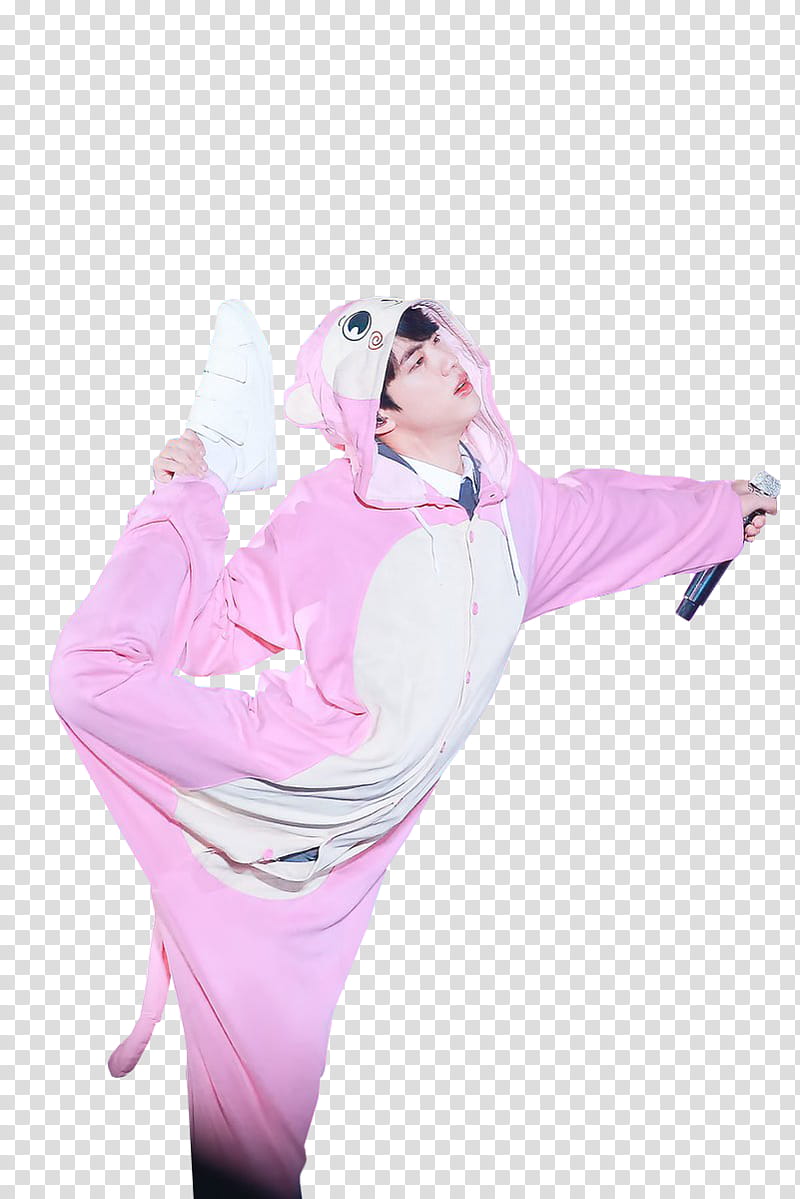 Jin  WrappedInPolythene, man wearing pink and white onesie transparent background PNG clipart