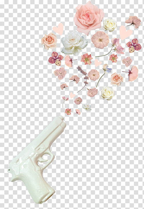 + &#;s  [ Full] |, white semi-automatic pistol with pink flowers illustration transparent background PNG clipart