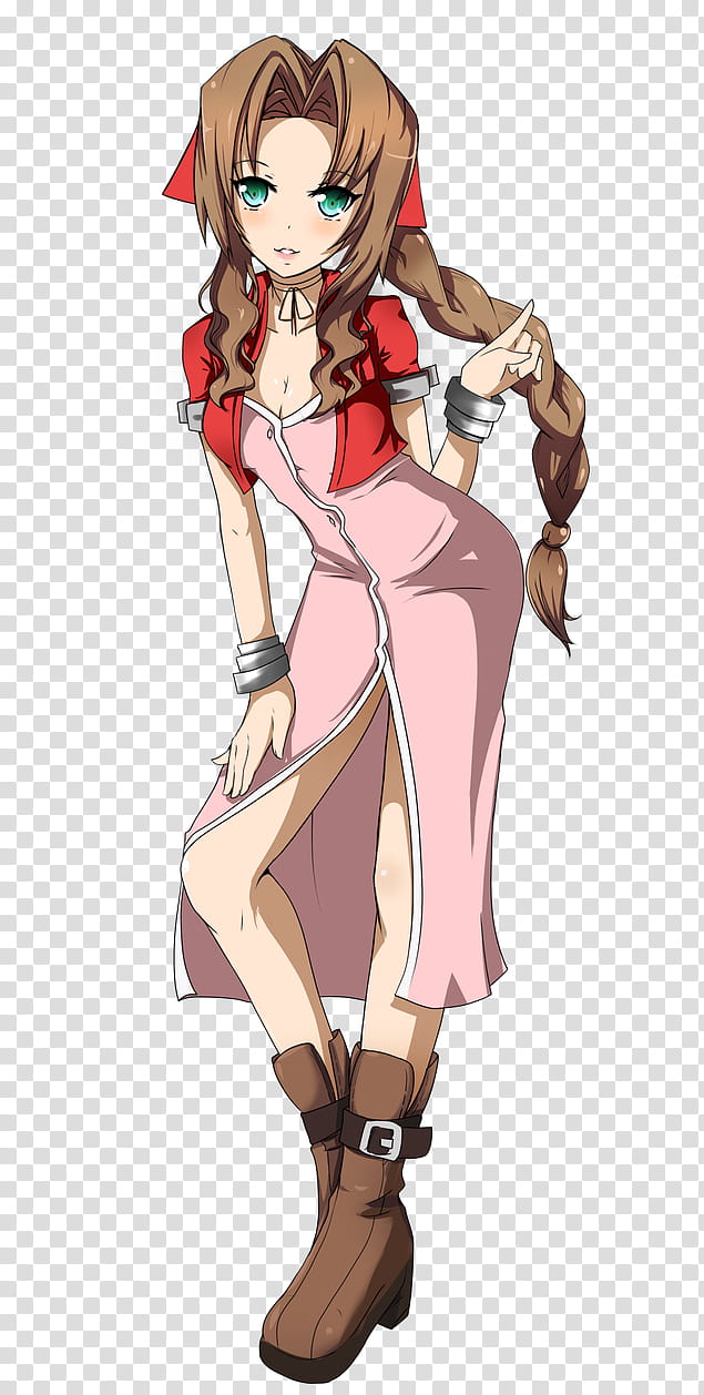 Day , Aerith comission., brown-haired female anime character transparent background PNG clipart