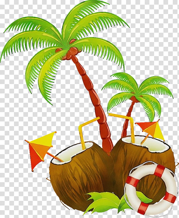 Coconut Tree, Watercolor, Paint, Wet Ink, Palm Trees, Coconut Milk ...