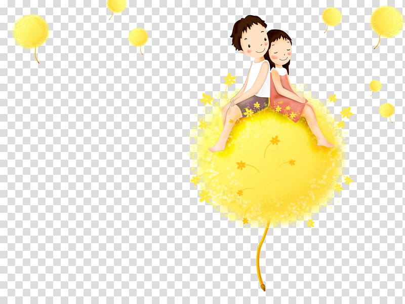 Boy, Common Dandelion, Girl, Drawing, Taraxacum Platycarpum, Yellow, Cartoon, Smile transparent background PNG clipart