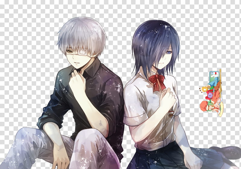 Kaneki Touka (Tokyo Ghoul), Render, man and woman with purple hair anime character transparent background PNG clipart