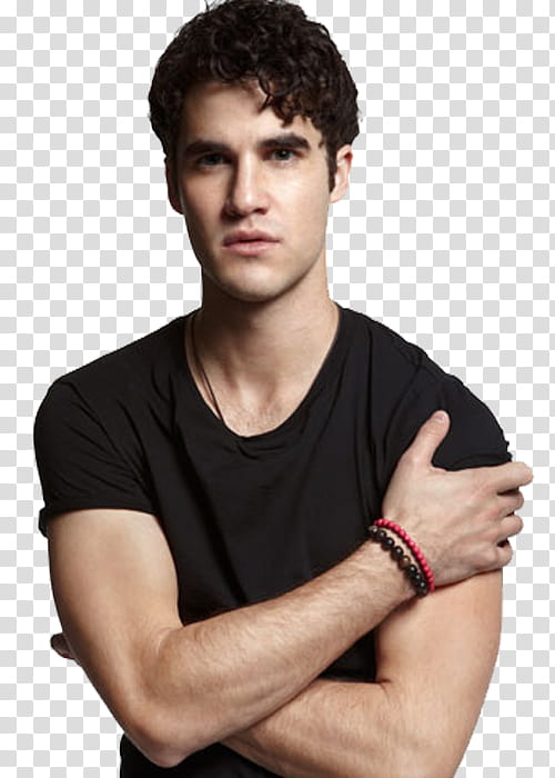 Darren criss, man in black crew-neck top transparent background PNG clipart