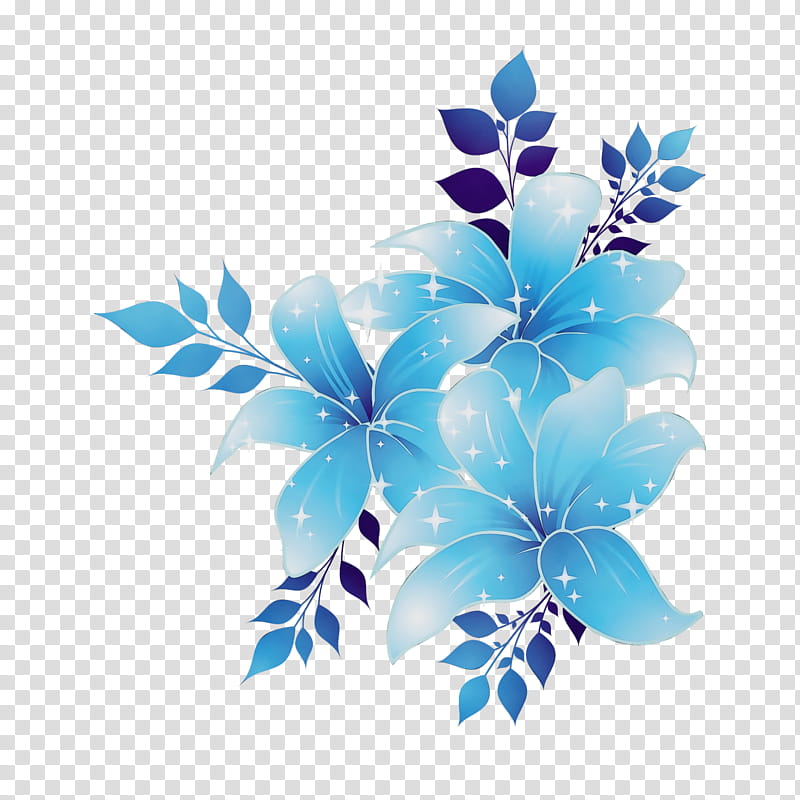blue turquoise leaf flower plant, Watercolor, Paint, Wet Ink, Petal transparent background PNG clipart