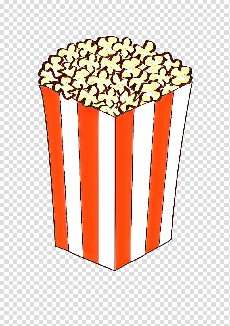 Popcorn, Cartoon, Orange, Baking Cup, Line, Snack transparent background PNG clipart