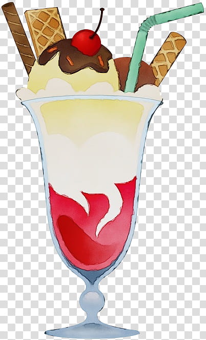 Ice Cream Cones, Watercolor, Paint, Wet Ink, Sundae, Milkshake, Knickerbocker Glory, Cocktail Garnish transparent background PNG clipart