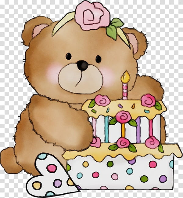 Teddy bear, Watercolor, Paint, Wet Ink, Pink, Cake Decorating, Animal Figure, Toy transparent background PNG clipart