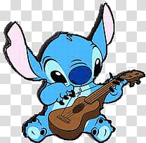 Disney Stitch character playing guitar transparent background PNG clipart