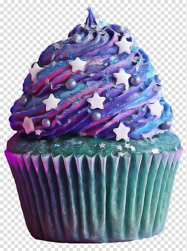 cupcake baking cup purple violet cake, Icing, Buttercream, Aqua, Turquoise, Dessert transparent background PNG clipart