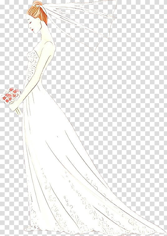 Wedding dress, Cartoon, Sleeve, Bride, Shoulder, Girl, Character, Beauty transparent background PNG clipart