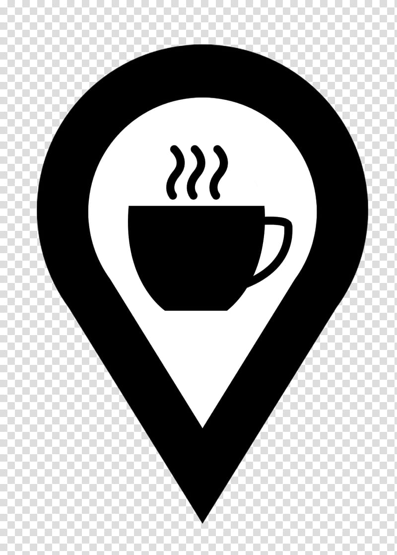 Location Symbol, Coffee, Map, Cafe, Cup, Logo, Emblem, Blackandwhite transparent background PNG clipart