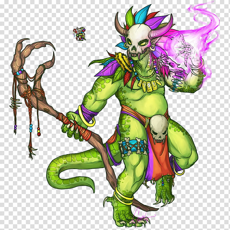 Terraria, Witch Doctor, wizard holding brown scepter illustration transparent background PNG clipart
