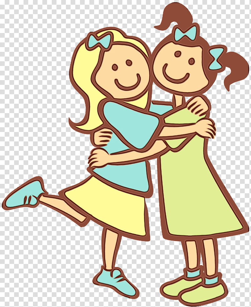 Cartoon Happy Friendship Day, Together, Women, Presentation, Blog, Document, Hug, Cartoon transparent background PNG clipart