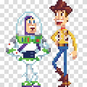 Toy Story Pixel, Sheriff Woody and Buzz Lightyear illustration transparent background PNG clipart