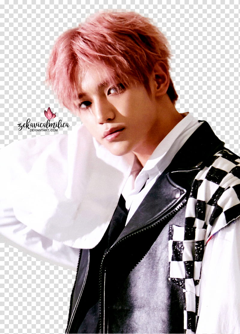 NCT  Taeyong Cherry Bomb, man wearing white and black checked jacket transparent background PNG clipart