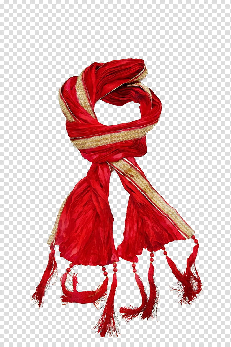 scarf clothing stole red fashion accessory, Watercolor, Paint, Wet Ink, Costume Accessory, Textile, Wool, Shawl transparent background PNG clipart