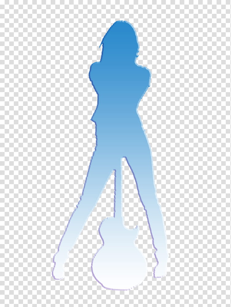 silhouette blue figure of woman holding guitar transparent background PNG clipart